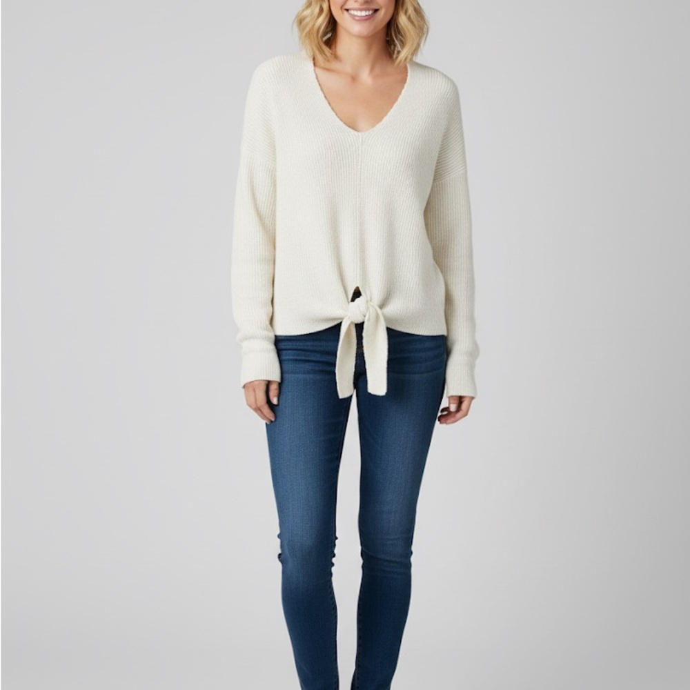 Anthropologie Ivory Ribbed Sweater